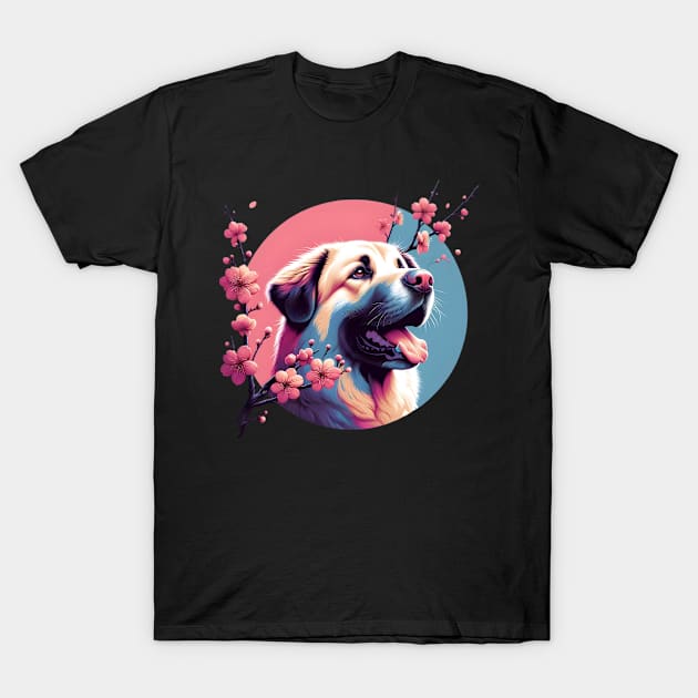 Kuvasz Enjoys Spring's Cherry Blossoms Elegance T-Shirt by ArtRUs